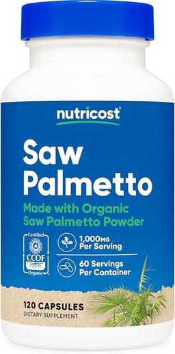 Nutricost Saw Palmetto 1000mg, 120 Capsules - CCOF Certified, Made with Organic Saw Palmetto, Vegetarian, 60 Servings, 500mg per Capsule, Gluten Free