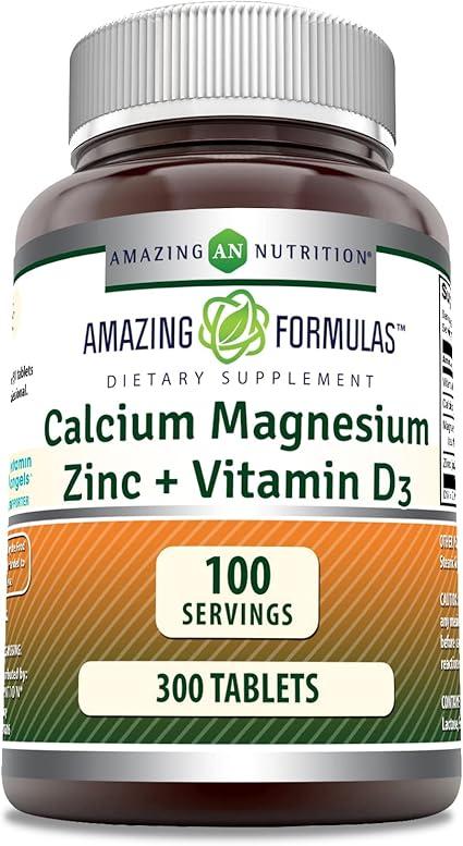 Amazing Formulas Calcium Magnesium Zinc D3 - 300 Tablets Per Bottle Supplement (Calcium 1000mg - Magnesium 400mg - Zinc 25mg Plus Vitamin D3 600 IU - Per 3 Tablet Serving) product image