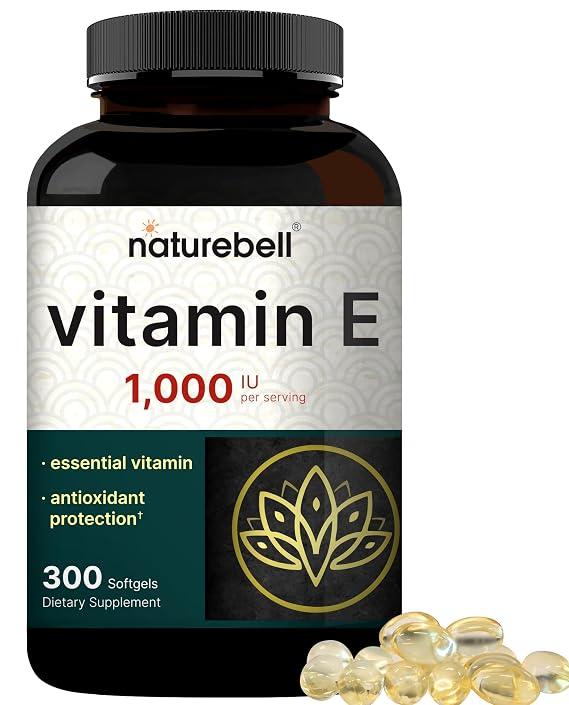 NatureBell Vitamin E Oil Softgel, 1,000 IU per Serving, 300 Capsules | Essential Antioxidant Supplement, Easily Absorbed Form - Supports Skin, Heart and Immune Health - Non-GMO product image