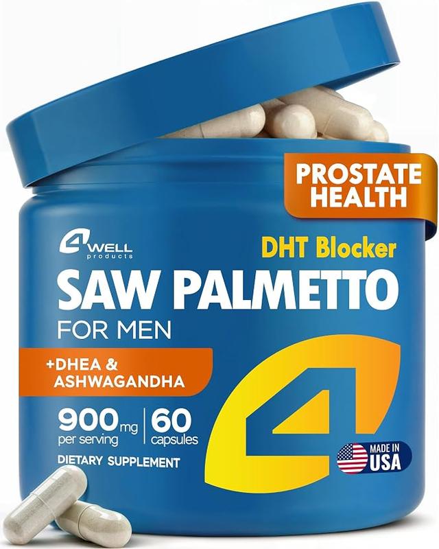 Advanced Formula Saw Palmetto Extract with DHEA and Ashwagandha 900mg – Improved Complex Saw Palmetto and Male Prostate Health Supplement for Men – DHT Blocker for Hair Health Support – Prostate Supplement product image