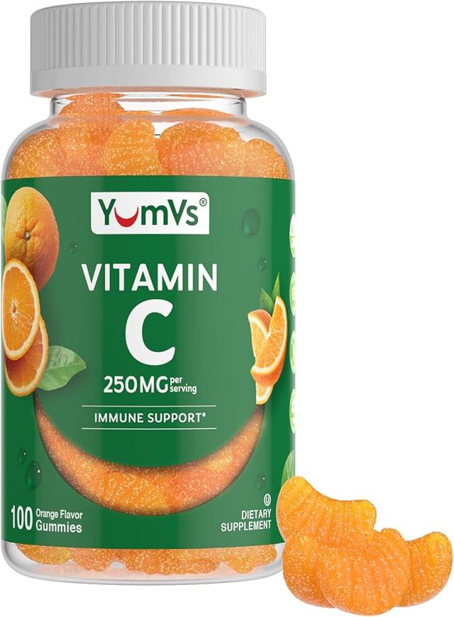 YumVs Adult Vitamin C Gummies - Orange Flavor Vitamin C Gummies 250mg - Adult Vitamin C Chewable Immune Gummies - Immune Support Supplement - Kosher, Halal, Gluten Free (120 Count) product image
