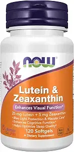 NOW Supplements, Lutein and Zeaxanthin, 25 mg Lutein and 5 mg Zeaxanthin, Softgels, 120 Count product image