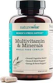 NatureWise Multivitamin for Women + Stress Support with Organic Whole Foods & Natural Minerals - B-Complex + Vitamin C + D3 K2 for Immunity, Hair, Skin & Nails - Non-GMO - 60 Capsules [30-Day Supply] product image