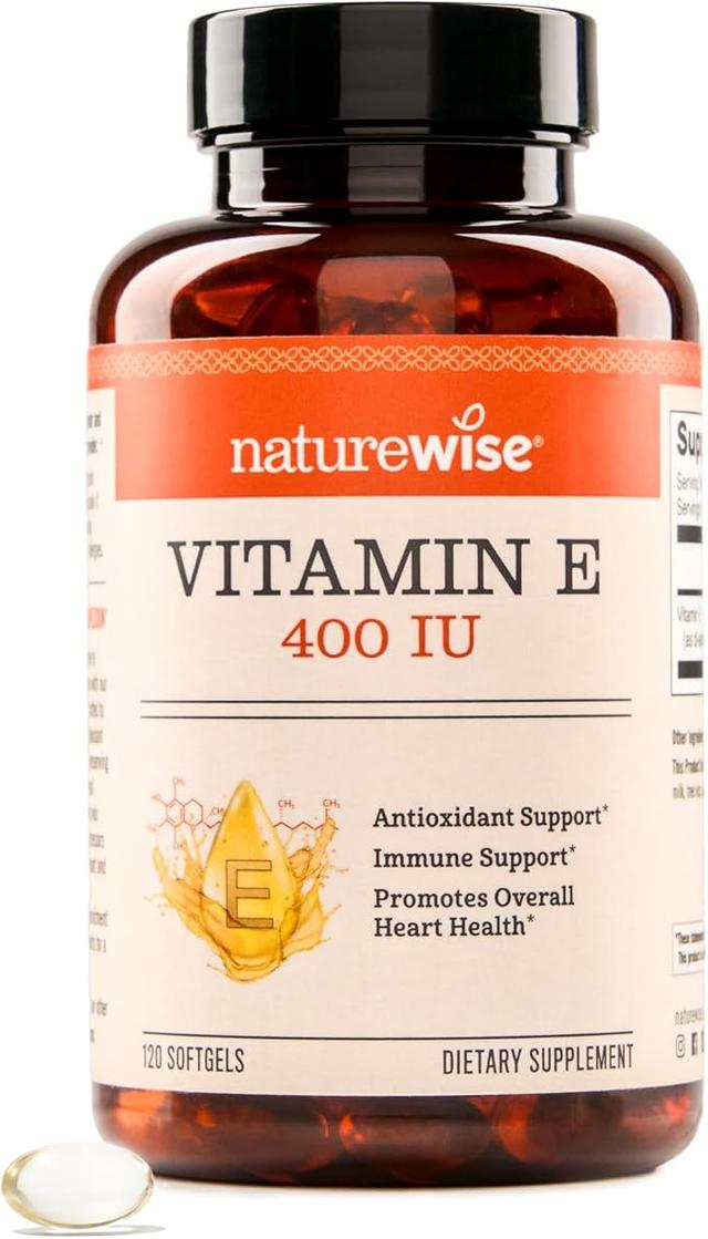 NatureWise Vitamin E 400 IU Softgels (180mg DL-Alpha) – Dairy, Gluten & Soy Free – Antioxidant-Rich Dietary Supplement to Support Skin, Heart & Immune Health – 4-Month Supply, 120 Count product image