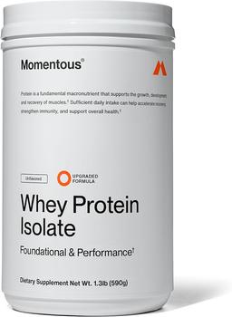 Momentous Essential Grass-Fed Whey Protein Powder - Whey Protein Isolate 20g - Sports NSF Certified - Gluten Free - 24 Servings for Essential Daily Use, Unflavored (Packaging May Vary)