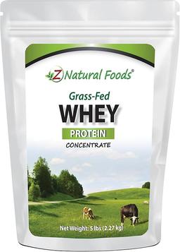 Z Natural Foods Grass-Fed Whey Protein Concentrate - Clean Whey Protein Powder from New Zealand - Cold-Processed Pure Whey Protein with Essential Amino Acids for Nutrition and Fitness, Unflavored, 2.3kg (5 lb)