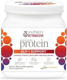 Youtheory Muscle Guard Protein GLP-1 Support - Whey Protein Powder Supplement - For GLP-1 Users - Muscle and Bone Support - Contains myHMB, Calcium and Vitamin D - 581.2g (20oz) Powder