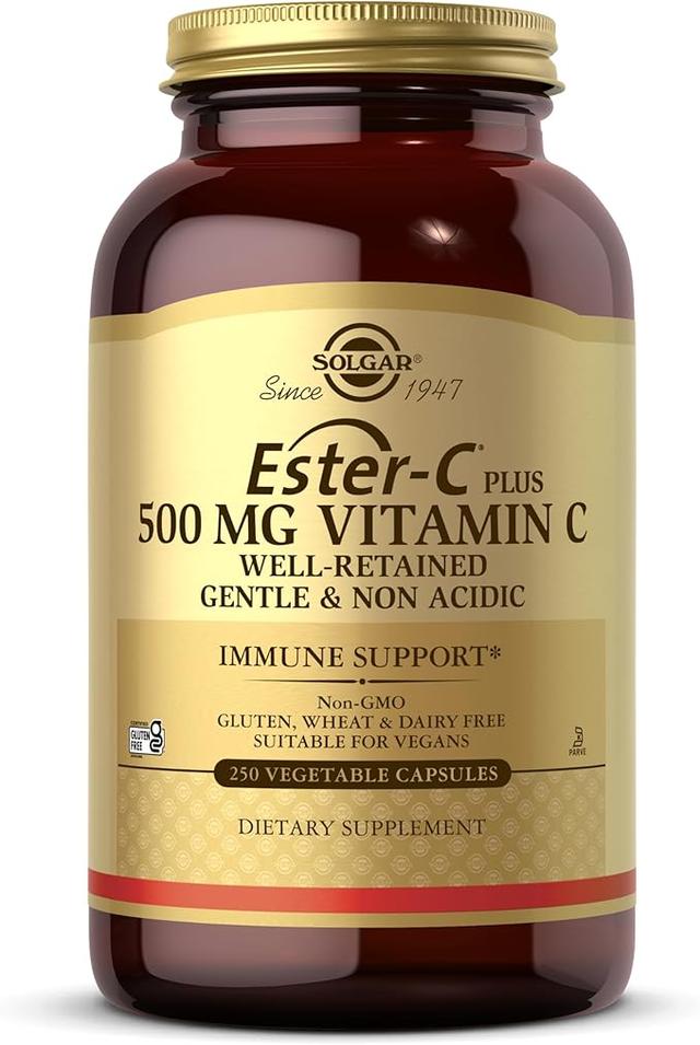 Solgar, Ester-C Plus 500mg, Vitamin C (Ascorbate Complex), Vegetable Capsules 250 Tablets - Gentle & Non-Acidic - Antioxidant & Immune Support - Non-GMO, Vegan, Gluten Free, Kosher - 250 Servings product image
