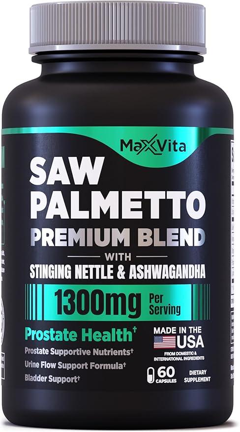 Prostate Premium - Men's Saw Palmetto, Nettle, Ashwagandha, Lycopene, Bladder and Urinary Symptom Relief, Men's Prostate Supplement, 60 Tablets product image