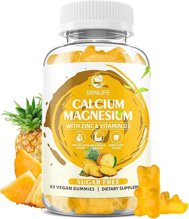 Calcium Magnesium Zinc Gummy with Vitamin D3, Sugar-Free Calcium Gummy, for Women and Men, Raspberry Flavor - 60 Count product image