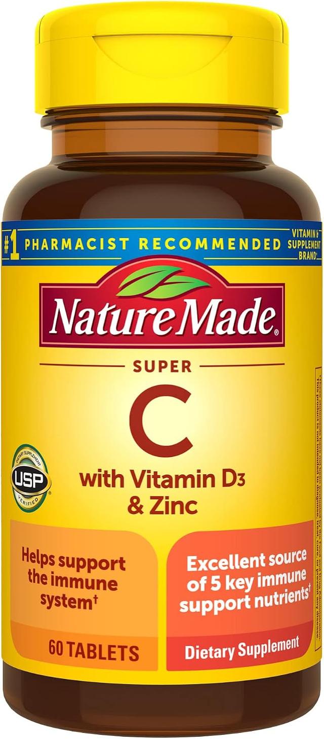 Nature Made Super C with Vitamin D3 and Zinc, Dietary Supplement for Immune Support, 60 Tablets, 60 Day Supply product image