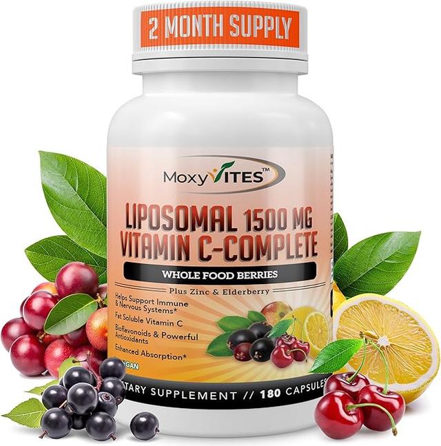 Liposomal Vitamin C with Zinc Capsules - Organic Vitamin C Elderberry, Amla, Camu Camu - High Absorption Vitamin C, Anti-Aging, Immune Support, 1500mg per Serving 3-Month Supply Gluten Free NON GMO Vegan Capsules product image