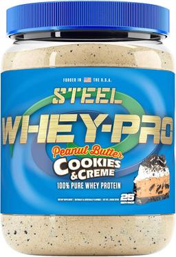 Steel Supplements Whey-Pro | Whey Protein Powder for Men and Women | Peanut Butter Cookie and Cream | 25 Servings (0.8kg (1.8 lbs)) | BCAA Amino Acids | Essential Amino Acids | Gluten Free | Low Carb