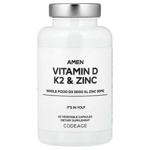 Codeage Amen Vitamin D K2 Zinc 60 Vegetable Capsules product image