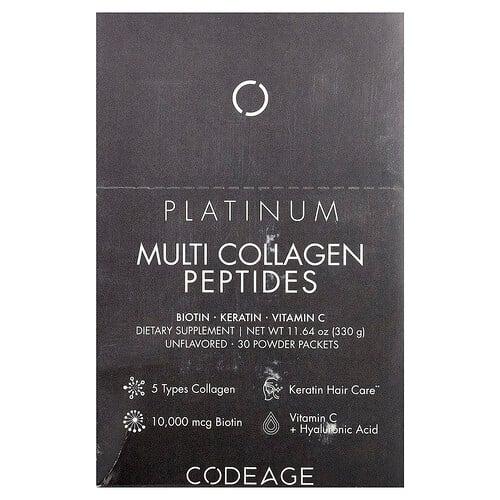 Codeage Multi Collagen Peptides Platinum Unflavored 30 Packets 0 38 Oz 11 G Each