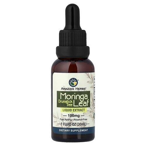 Amazing Herbs Moringa Leaf Liquid Extract 100 Mg 1 Fl Oz 30 Ml