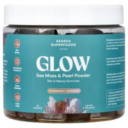 Akasha Superfoods Glow Sea Moss Pearl Powder Strawberry Lemonade 60 Gummies