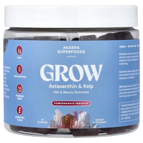 Akasha Superfoods Grow Hair Beauty Gummies Pomegranate Paradise 60 Gummies