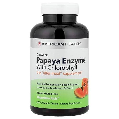 American Health Chewable Papaya Enzyme With Chlorophyll 600 Chewable Tablets