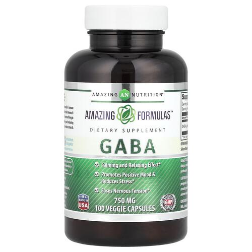 Amazing Nutrition, GABA, 750mg, 베지 캡슐 100정 product image