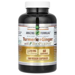 Amazing Nutrition Turmeric Ginger With Bioperine 180 Veggie Capsules