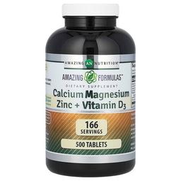 Amazing Nutrition Amazing Formulas Calcium Magnesium Zinc Vitamin D3 500 Tablets