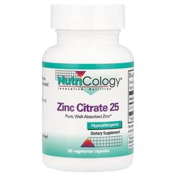 Nutricology Zinc Citrate 25 25 Mg 60 Vegetarian Capsules