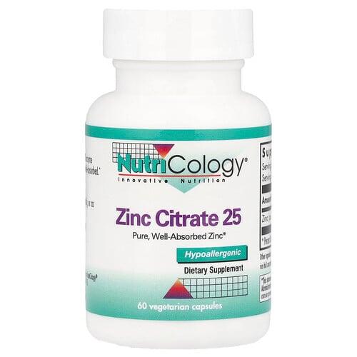 Nutricology Zinc Citrate 25 25 Mg 60 Vegetarian Capsules