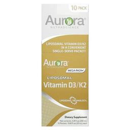 Aurora Nutrascience Liposomal Vitamin D3 K2 10 Packets 0 68 Fl Oz 20 Ml Each