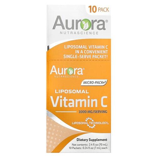 Aurora Nutrascience Micro Pack Liposomal Vitamin C 10 Packets 0 24 Fl Oz 7 Ml Each