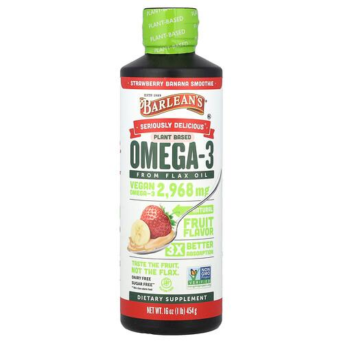 Barlean S Seriously Delicious Plant Based Omega 3 From Flax Oil Strawberry Banana Smoothie 16 Oz 454 G product image