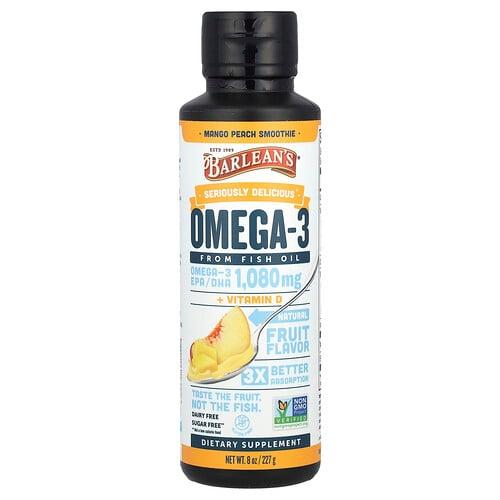 Barlean S Seriously Delicious Omega 3 From Fish Oil Mango Peach Smoothie 1 080 Mg 8 Oz 227 G