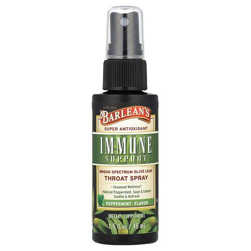 Barlean S Immune Support Broad Spectrum Olive Leaf Throat Spray Peppermint 1 5 Fl Oz 45 Ml