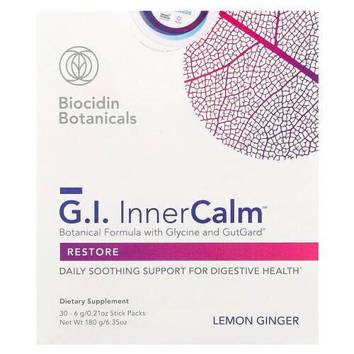 Biocidin Botanicals G I Inner Calm Lemon Ginger 30 Sitck Packs 0 21 Oz 6 G Each