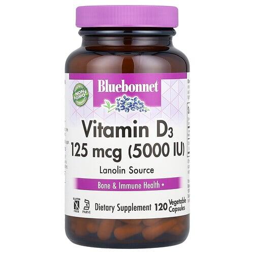 Bluebonnet Nutrition Vitamin D3 125 Mcg 5 000 Iu 120 Vegetable Capsules