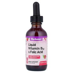 Bluebonnet Nutrition Liquid Vitamin B 12 Folic Acid Raspberry 2 Fl Oz 59 Ml