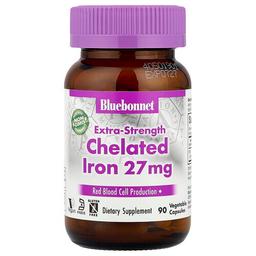 Bluebonnet Nutrition Chelated Iron Extra Strength 27 Mg 90 Vegetable Capsules