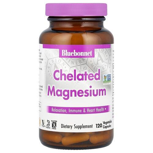 Bluebonnet Nutrition Chelated Magnesium 120 Vegetable Capsules 100 Mg Per Capsule