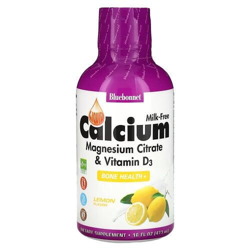 Bluebonnet Nutrition Liquid Calcium Magnesium Citrate Vitamin D3 Lemon 16 Fl Oz 473 Ml