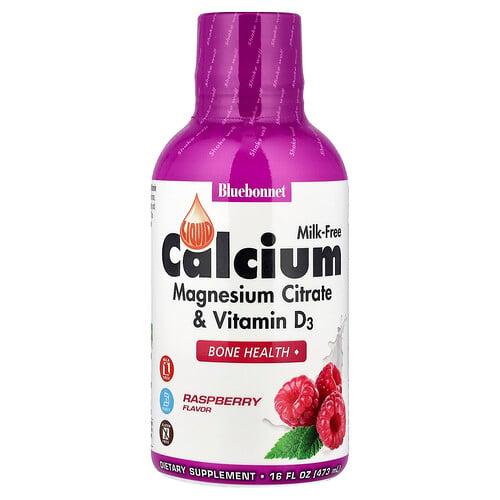 Bluebonnet Nutrition Liquid Calcium Magnesium Citrate Vitamin D3 Raspberry 16 Fl Oz 473 Ml product image