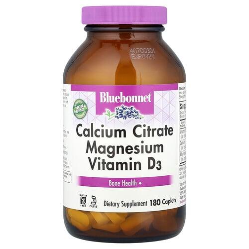 Bluebonnet Nutrition Calcium Citrate Magnesium Vitamin D3 180 Caplets