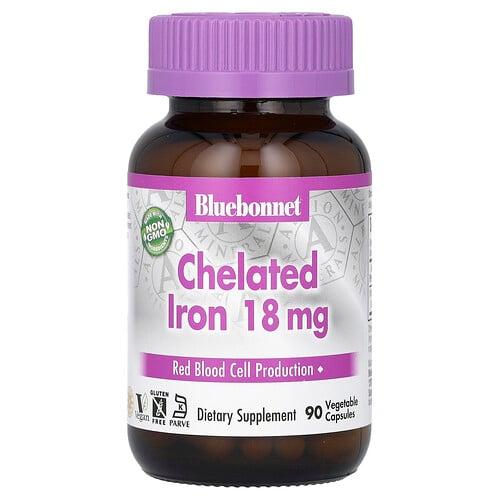 Bluebonnet Nutrition Chelated Iron 18 Mg 90 Vegetable Capsules product image