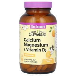 Bluebonnet Nutrition Earthsweet Chewables Calcium Magnesium Vitamin D3 Orange Vanilla 90 Chewable Tablets