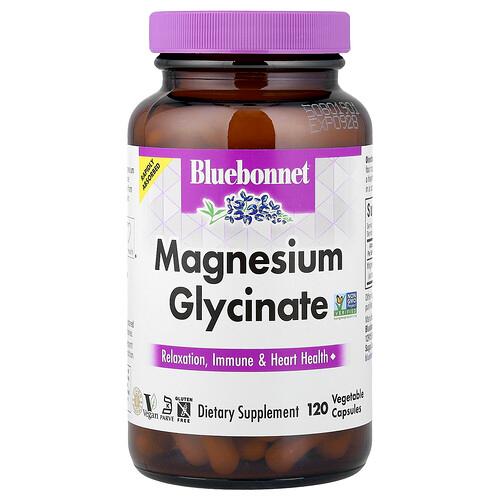 Bluebonnet Nutrition Magnesium Glycinate 120 Vegetable Capsules 100 Mg Per Capsule