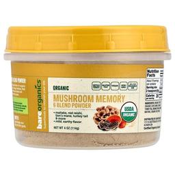 Bareorganics Organic Mushroom Memory 6 Blend Powder 4 Oz 114 G