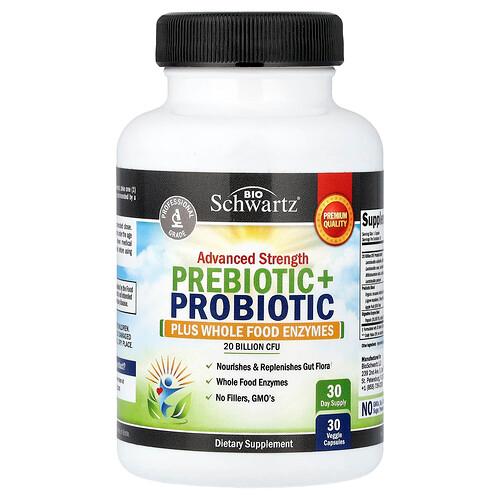 Bioschwartz Advanced Strength Prebiotic Probiotic 30 Veggie Capsules