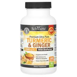 Bioschwartz Premium Ultra Pure Turmeric Ginger With Bioperine 2 000 Mg 160 Veggie Caps 500 Mg