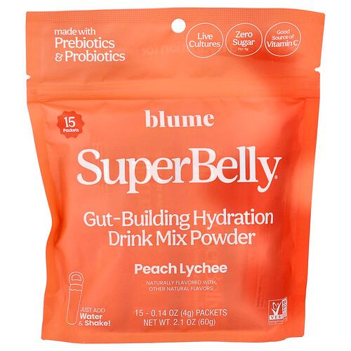 Blume Superbelly Peach Lychee 15 Packets 0 14 Oz 4 G Each