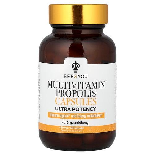 Bee You Multivitamin Propolis Capsules With Ginger And Ginseng Ultra Potency 60 Capsules product image