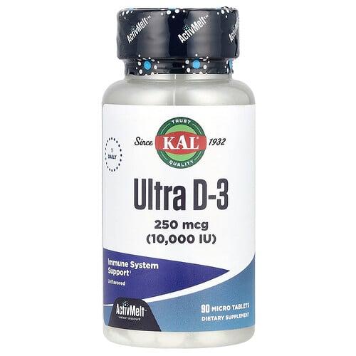 Kal Ultra D 3 Unflavored 250 Mcg 10 000 Iu 90 Micro Tablets